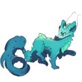 Clipart blue azure dragon with long tail